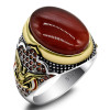 Men’s Red Agate Signet Ring – Sterling Silver Size 8 (1)
