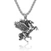 Pegasus Stainless Steel Pendant Necklace – Silver Tone, 60 cm – product view