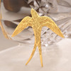 Gold-Tone Swallow Brooch – Stainless Steel, 52 × 47 mm
