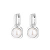 Square-Frame Pearl-Effect Drop Earrings – Silver EH792 – product view