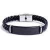 Black Braided Leather ID Bracelet – B0335, 21 cm – product view