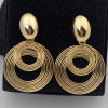 Gold-Tone Concentric Circle Drop Earrings – ES1262, 55 mm – product view