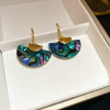 Abalone-Effect Fan Drop Earrings – 30 mm – detail view 2