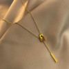 Gold-Tone Square Loop Lariat Necklace – Stainless Steel, 40–45 cm – product view