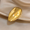 Gold-Tone Sculptural Teardrop Brooch – Stainless Steel, 60 mm – product view