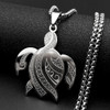 Silver-Tone Engraved Sea Turtle Pendant Necklace – 60 cm – product view