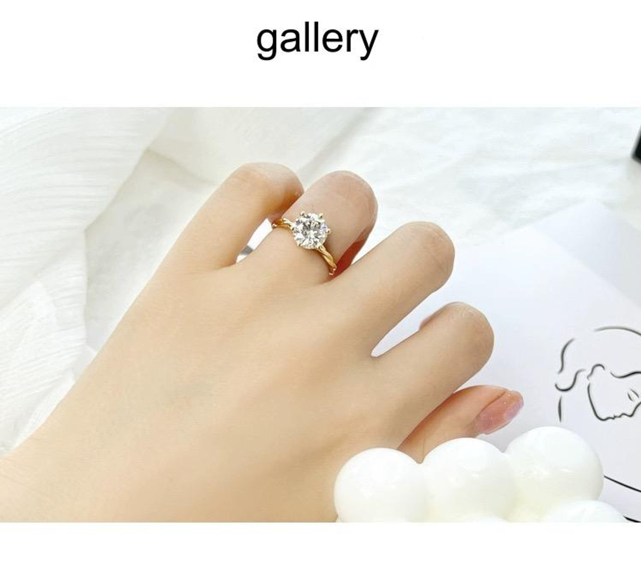 Vine Lab-Grown Diamond 18K Yellow Gold Engagement Ring 6 Claw