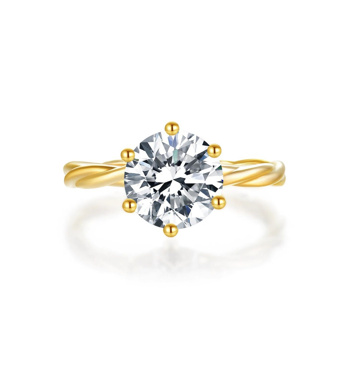 Vine Lab-Grown Diamond 18K Yellow Gold Engagement Ring 6 Claw
