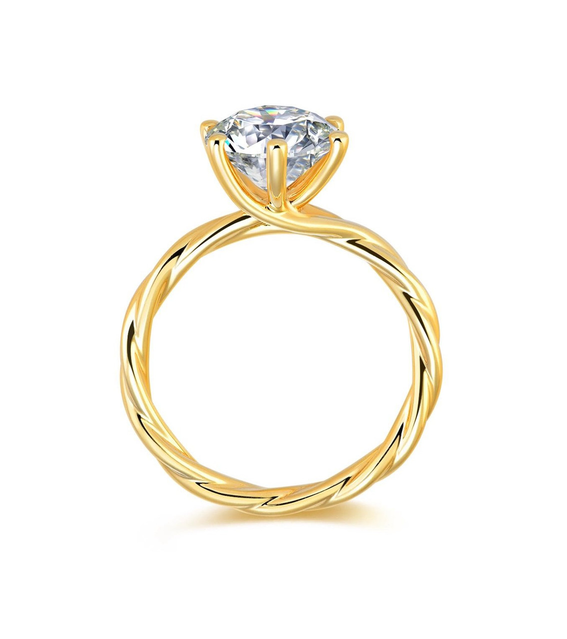Vine Lab-Grown Diamond 18K Yellow Gold Engagement Ring 6 Claw