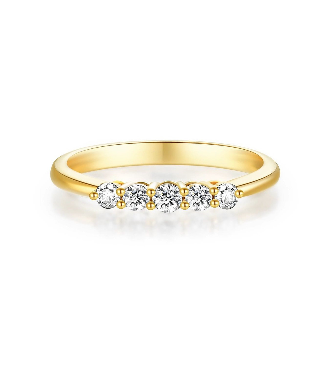 Five Star Shinning Series 18K Yellow Gold Lab-Grown Wedding Ring Women 0.2ct IGI
