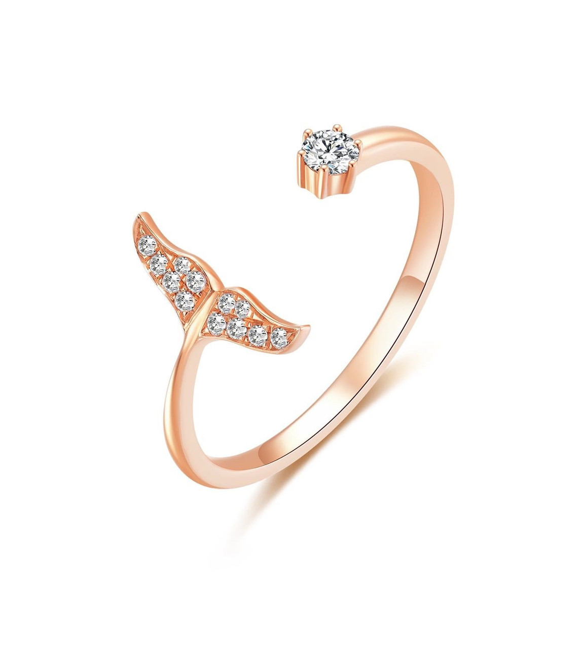 Fashionable Group Set Whale 18K Rose Gold Lab-Grown Diamond Ring 0.13ct IGI