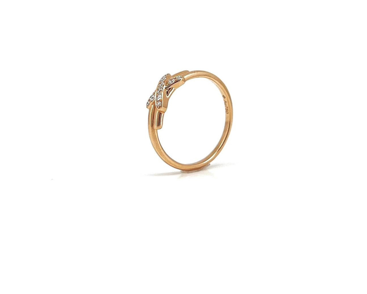 X Cross 18K Rose Gold Lab-Grown Diamond Ring 0.08ct IGI