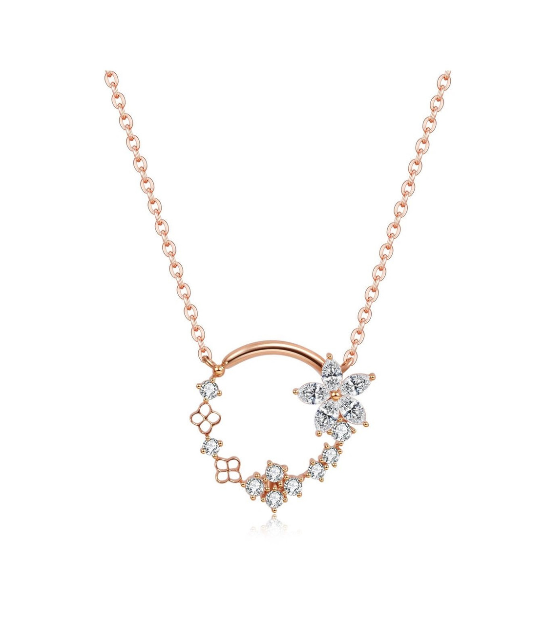 Secret Garden Flowers 18K Rose Gold Lab-Grown Diamond Necklace 0.51ct D VS1 IGI