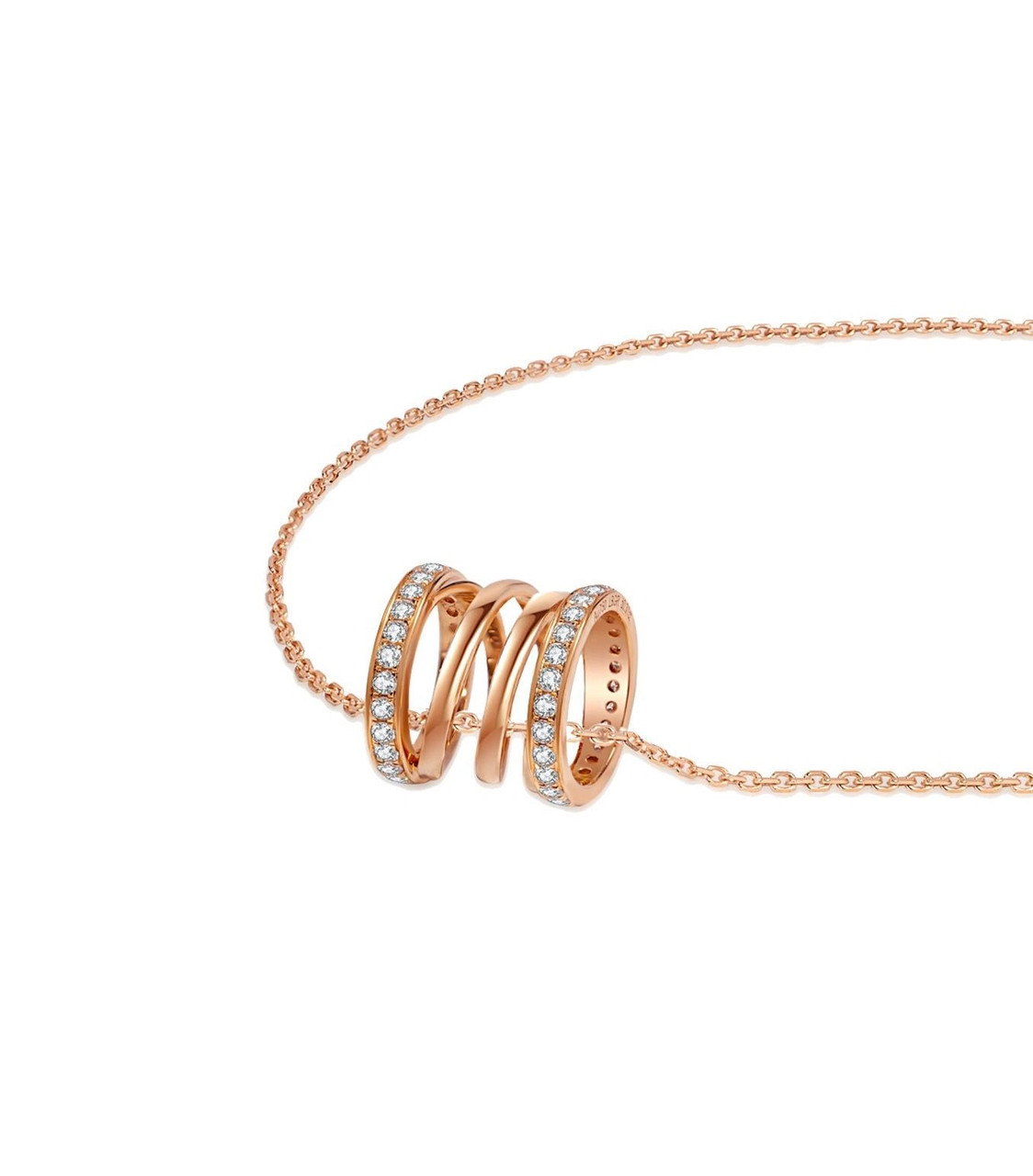 Unique Design Spring 18K Rose Gold Lab-Grown Diamond Necklace 0.31ct IGI