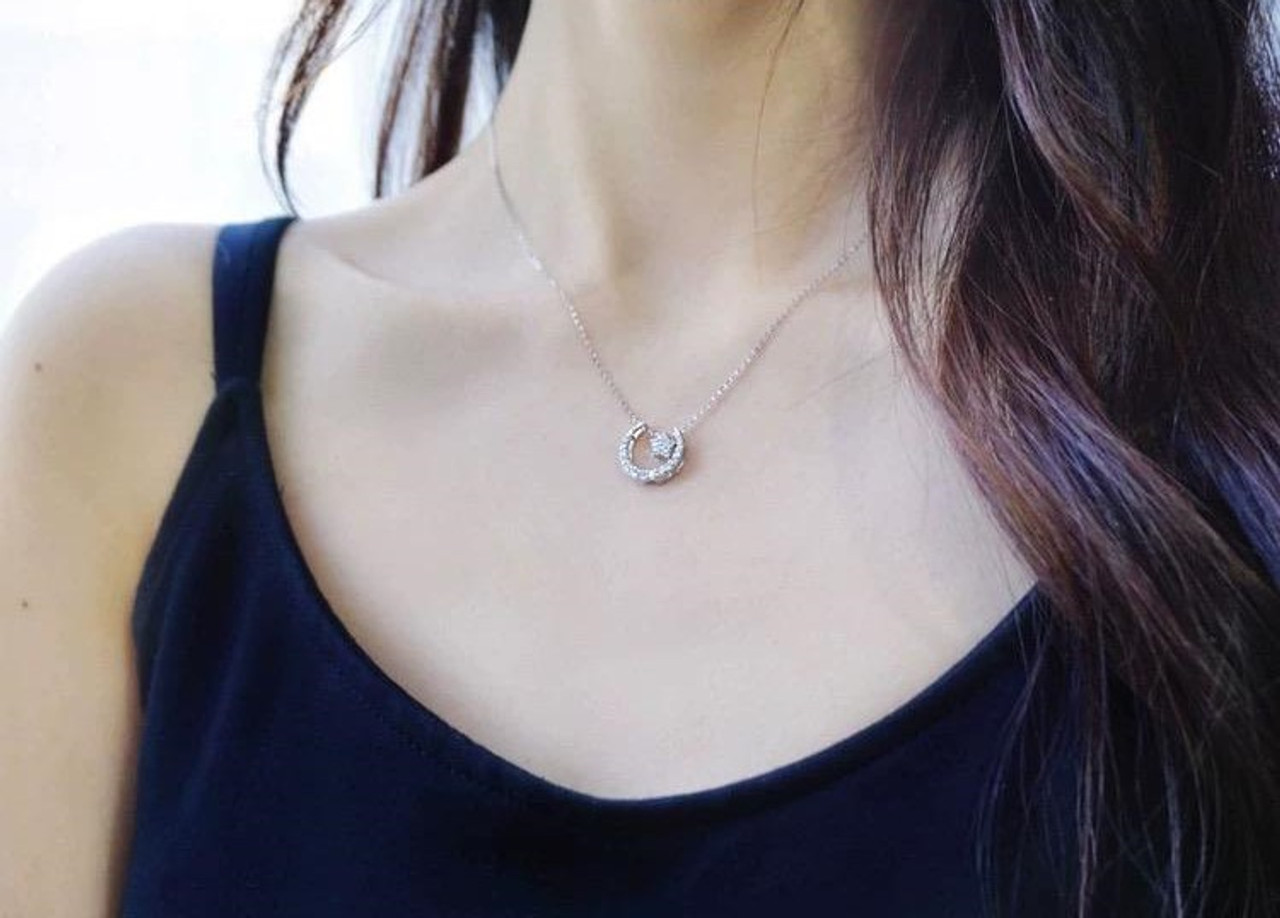 Water Ice Moon Multi-Wear 18K Gold Lab-Grown Diamond Necklace 0.45ct IGI