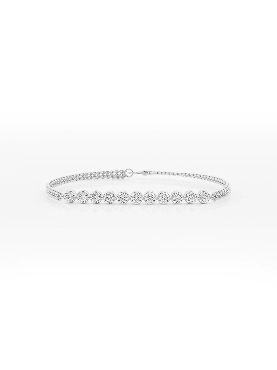 Group Inlaid Chain design 18K Gold Lab-Grown Bracelet 1.6ct D VS1 IGI