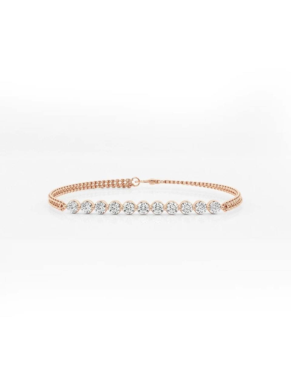 Group Inlaid Chain design 18K Gold Lab-Grown Bracelet 1.6ct D VS1 IGI