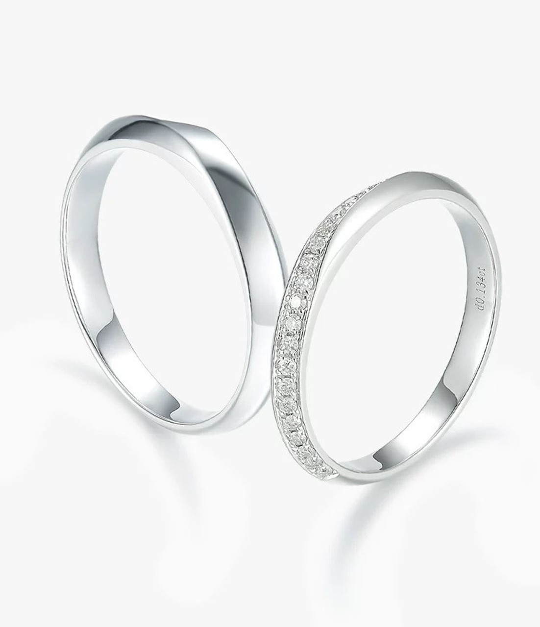 Neat Diagonal Design Lab-Grown Diamond Wedding Ring Men
