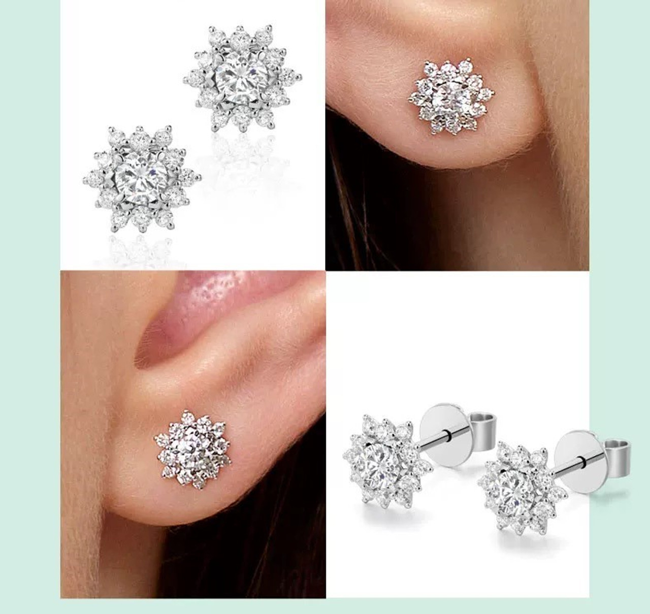 Staggered Inlay Design 18K Gold Lab-Grown Diamond Earring 0.9ct E VS1 IGI