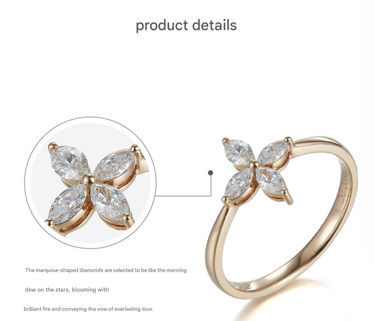 Clover 18K Rose Gold Lab-Grown Diamond Ring 0.25ct IGI