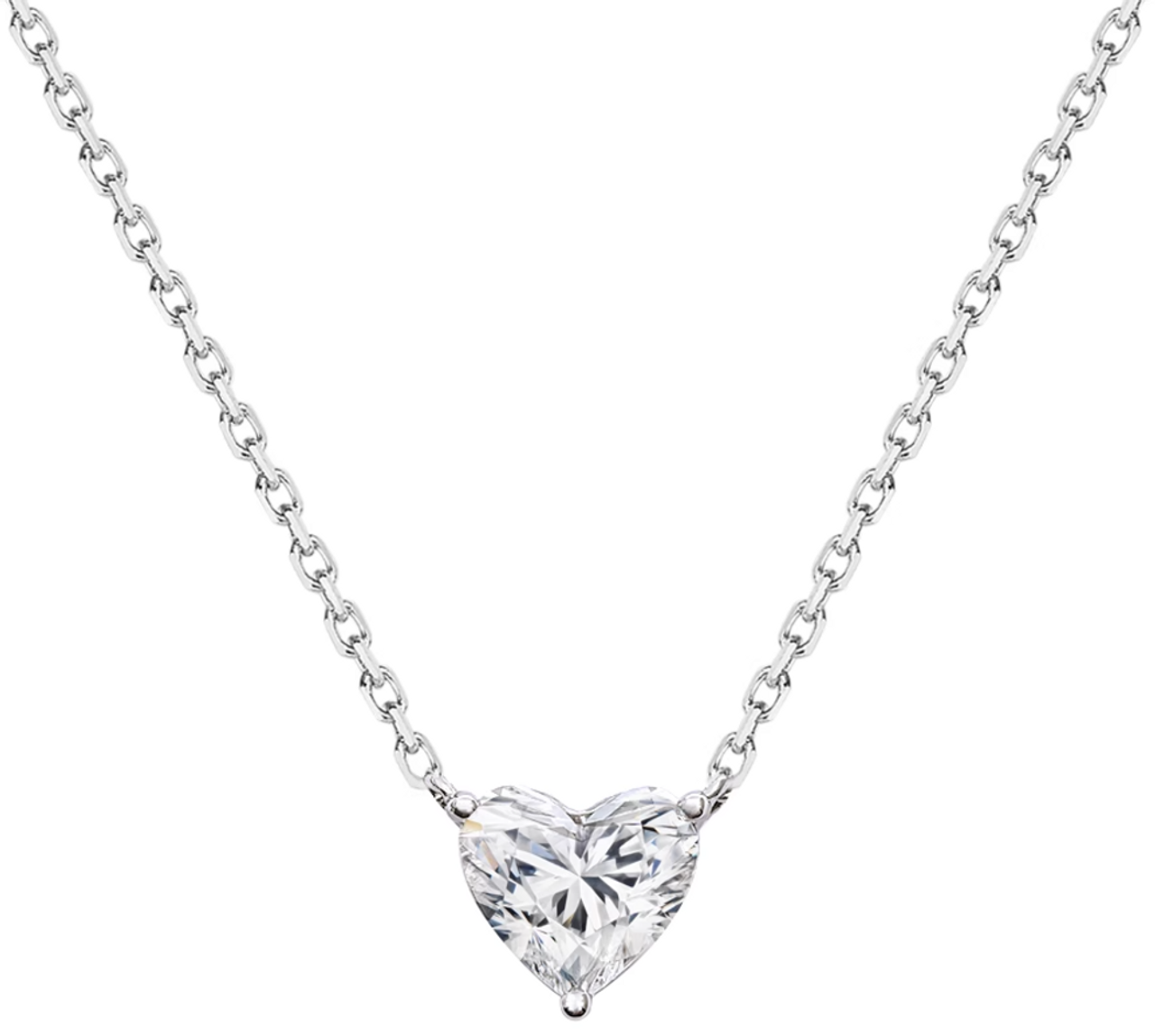 Classic Heart 18K White Gold Lab-Grown Diamond Necklace D VS1 IGI