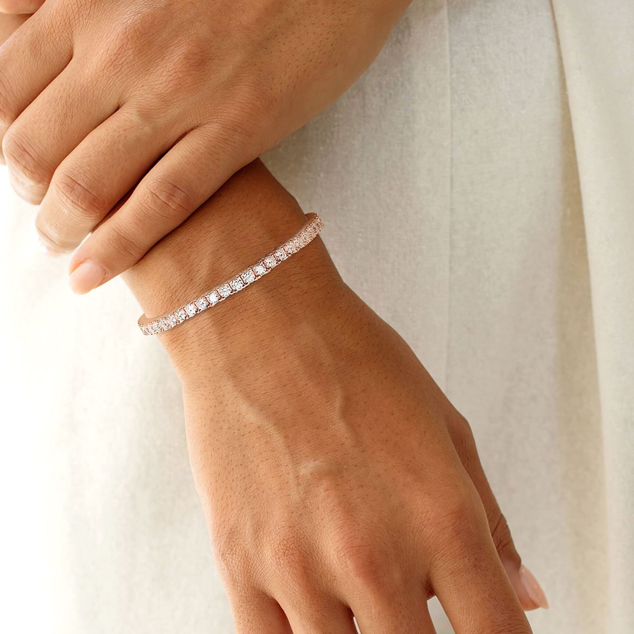 925 Sterling Silver, 18K Rose Gold, 18K Yellow Gold Plated Sparking Moissanite Tennis Bracelet
