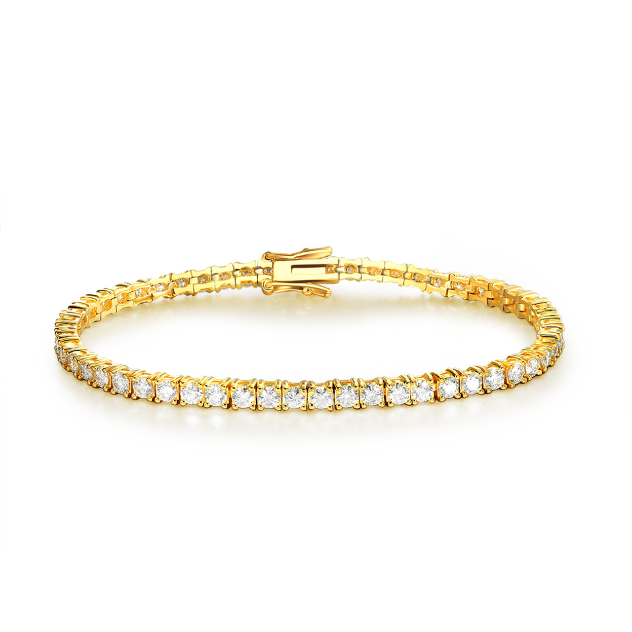 925 Sterling Silver, 18K Rose Gold, 18K Yellow Gold Plated Sparking Moissanite Tennis Bracelet