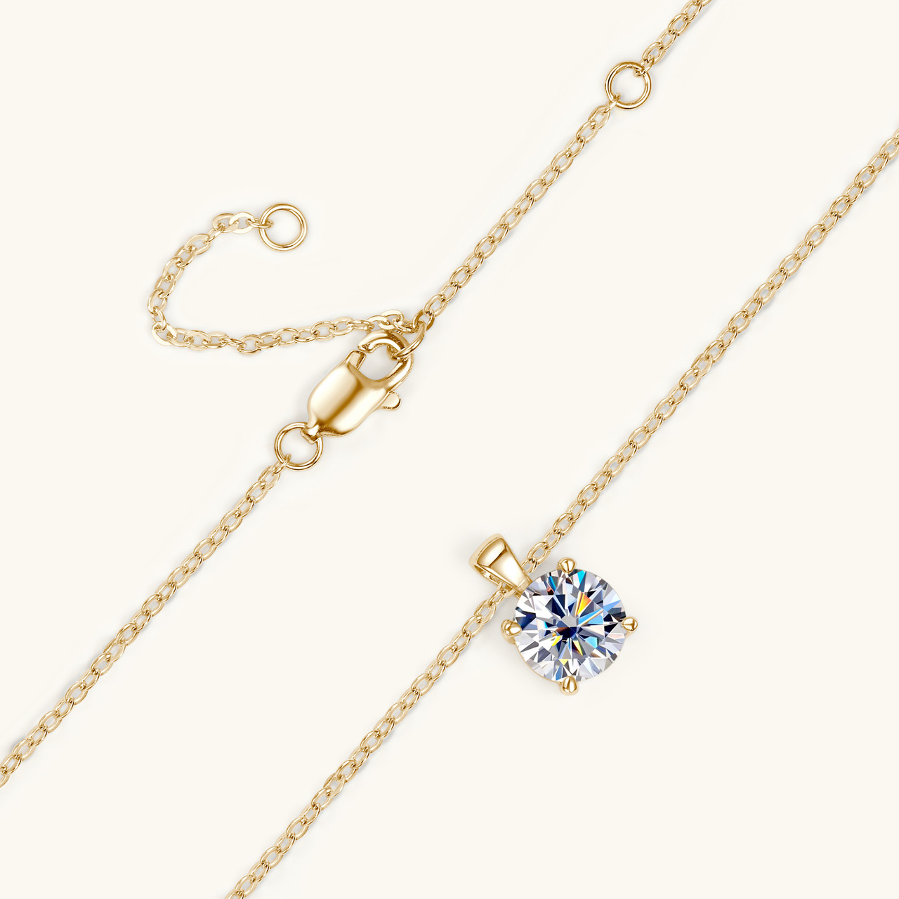 1.0 CTW Classic Moissanite Solitaire Drop Necklace