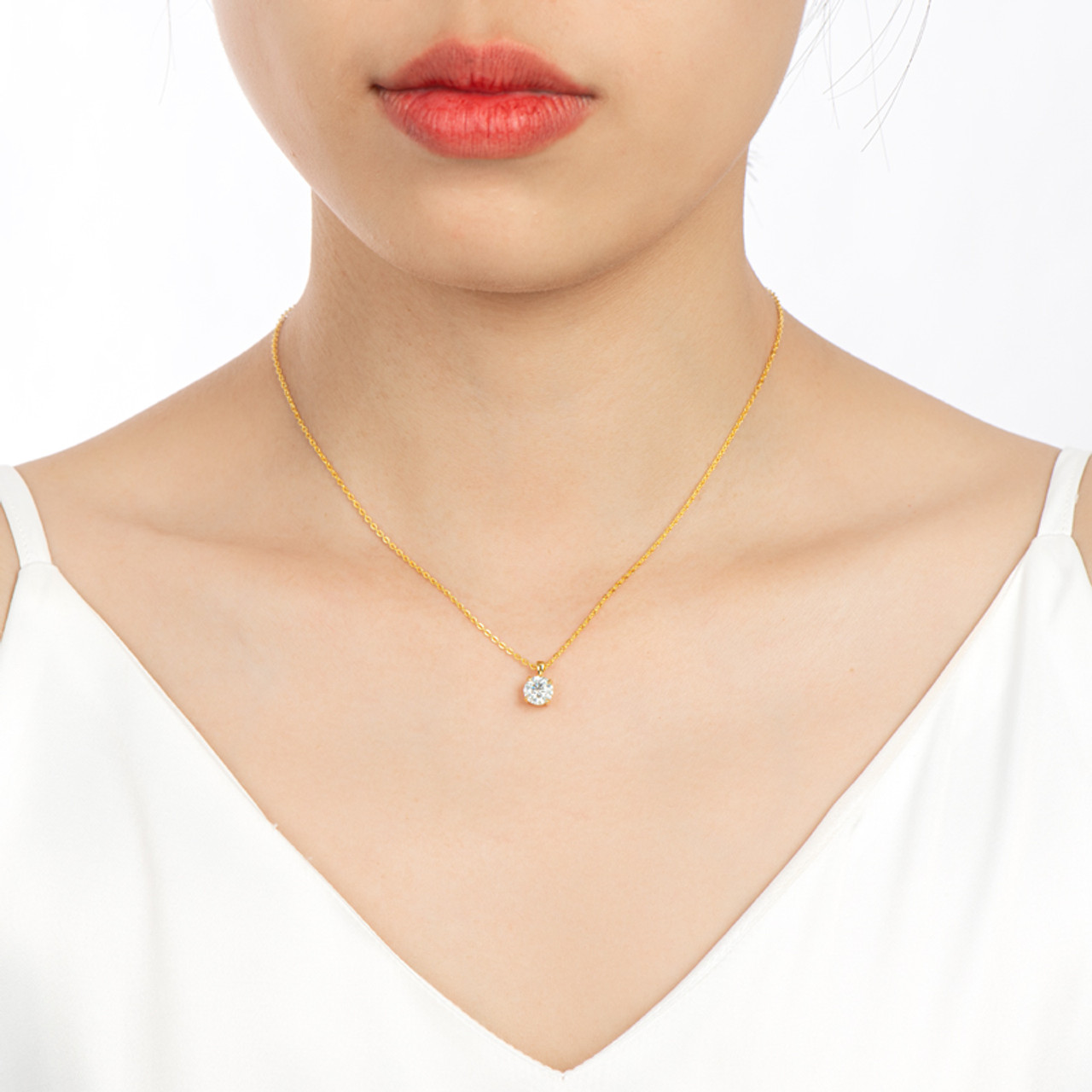 1.0 CTW Classic Moissanite Solitaire Drop Necklace