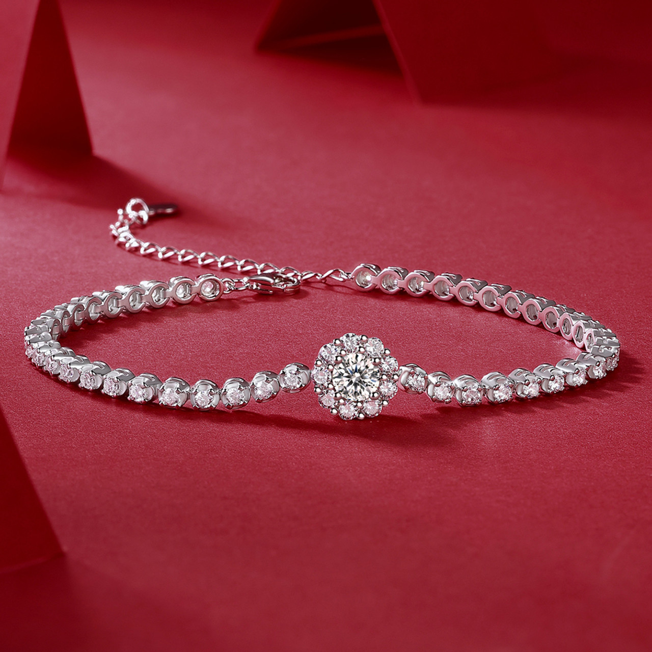 0.50 CTW Sparkling Round Pave Moissainite Collier Tennis Bracelet