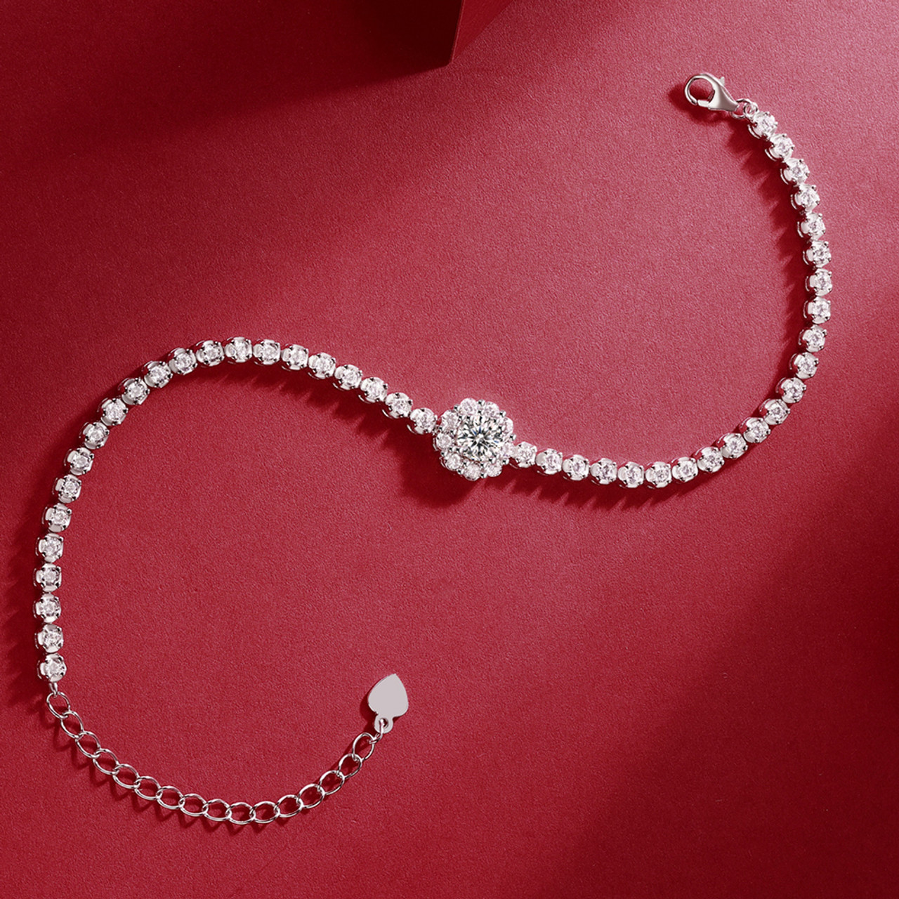 0.50 CTW Sparkling Round Pave Moissainite Collier Tennis Bracelet