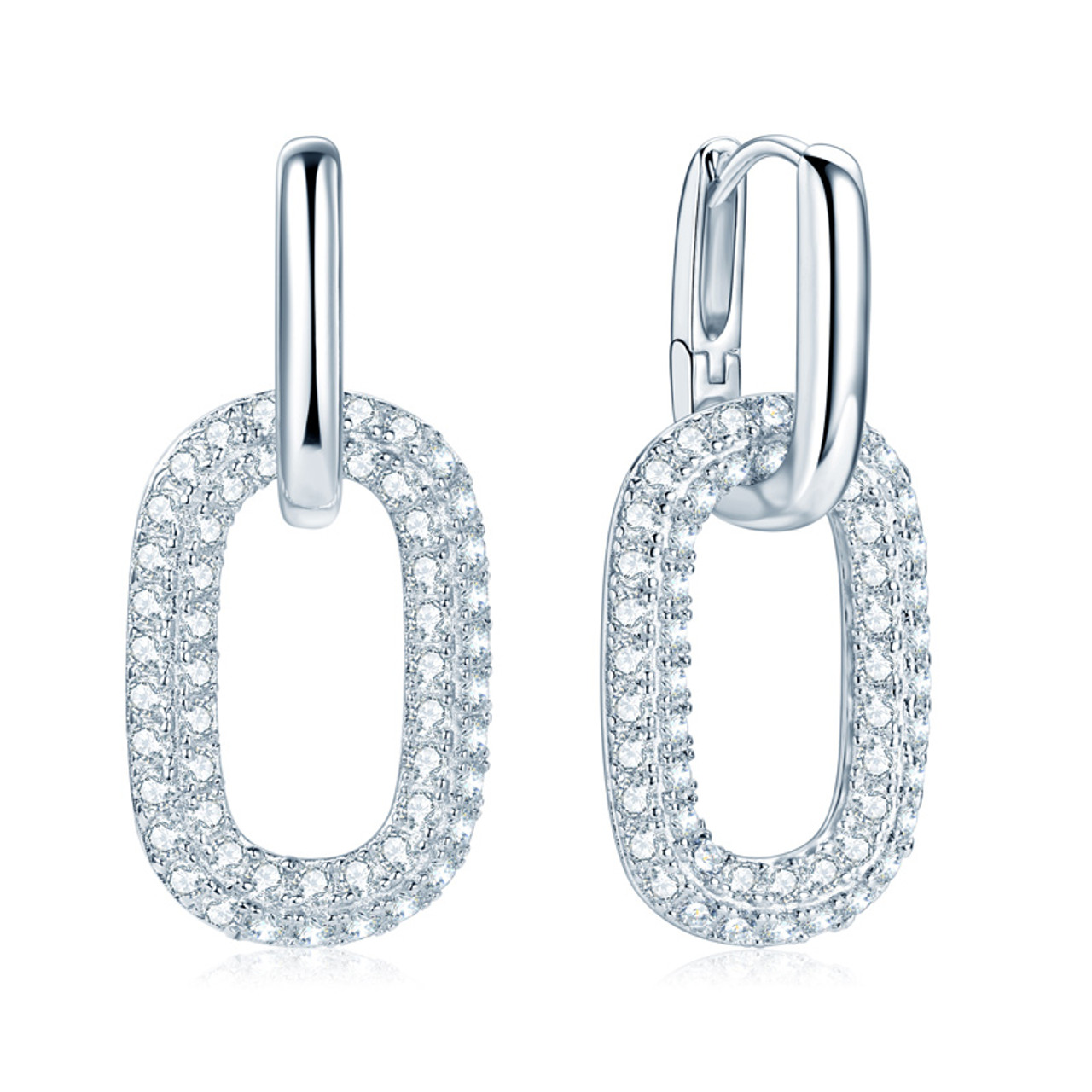 Sparkling Double Drop Link Earrings