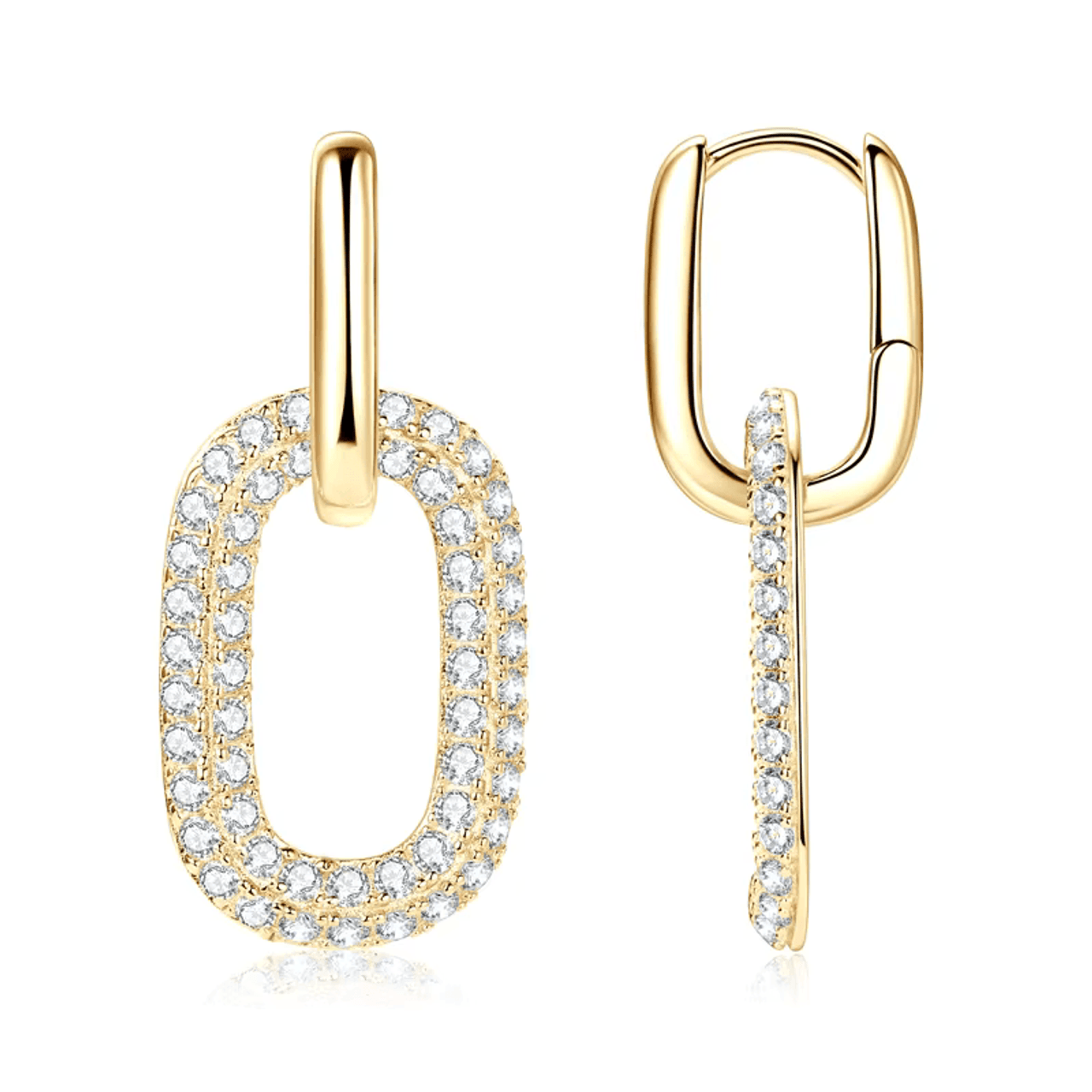 Sparkling Double Drop Link Earrings