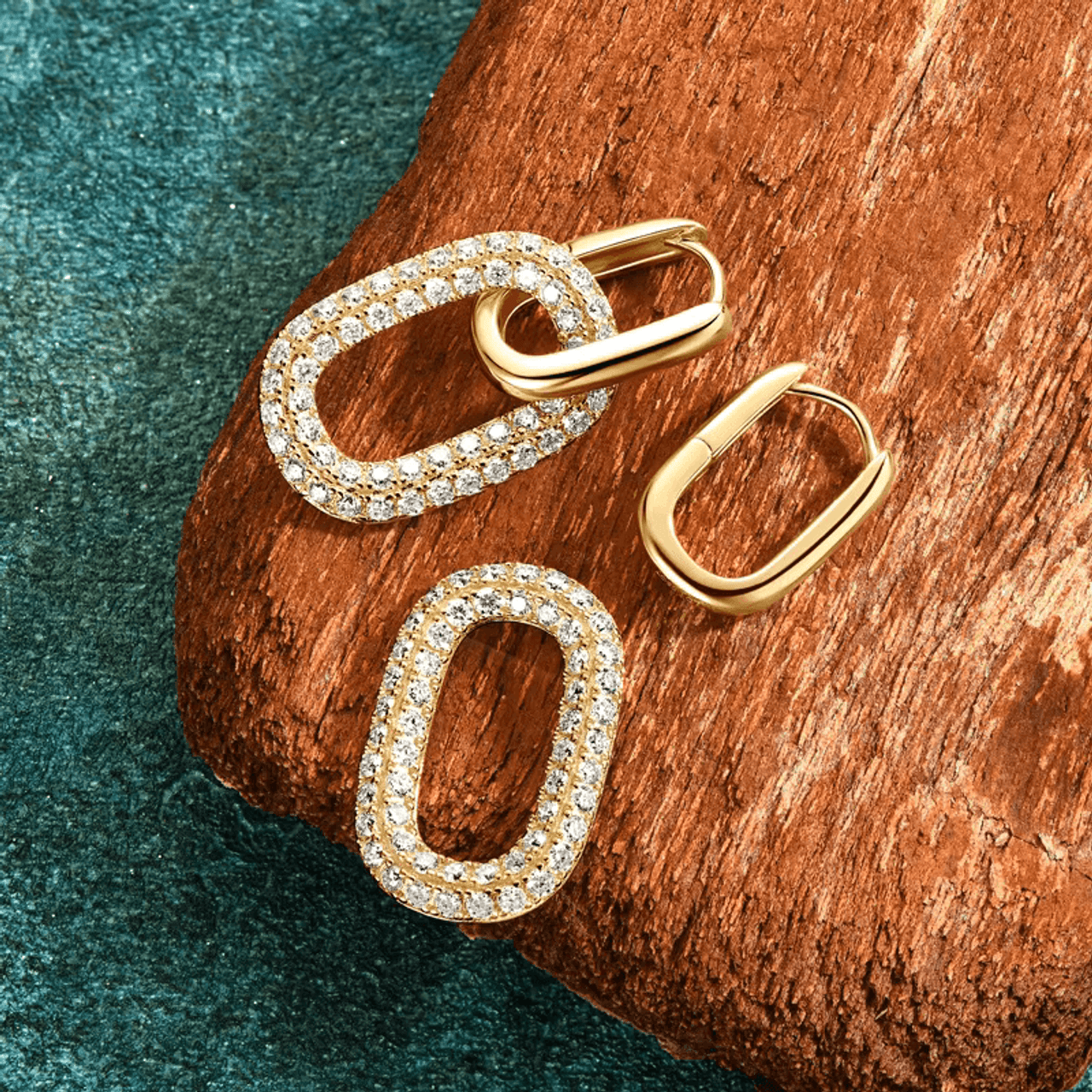 Sparkling Double Drop Link Earrings