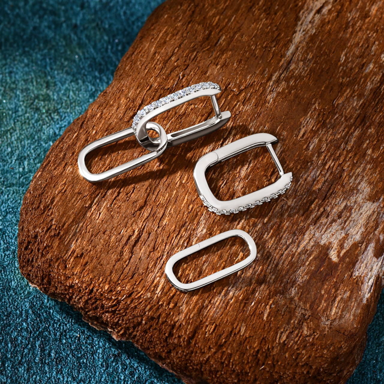 Dazzling Elongated Link Moissanite Drop Earrings