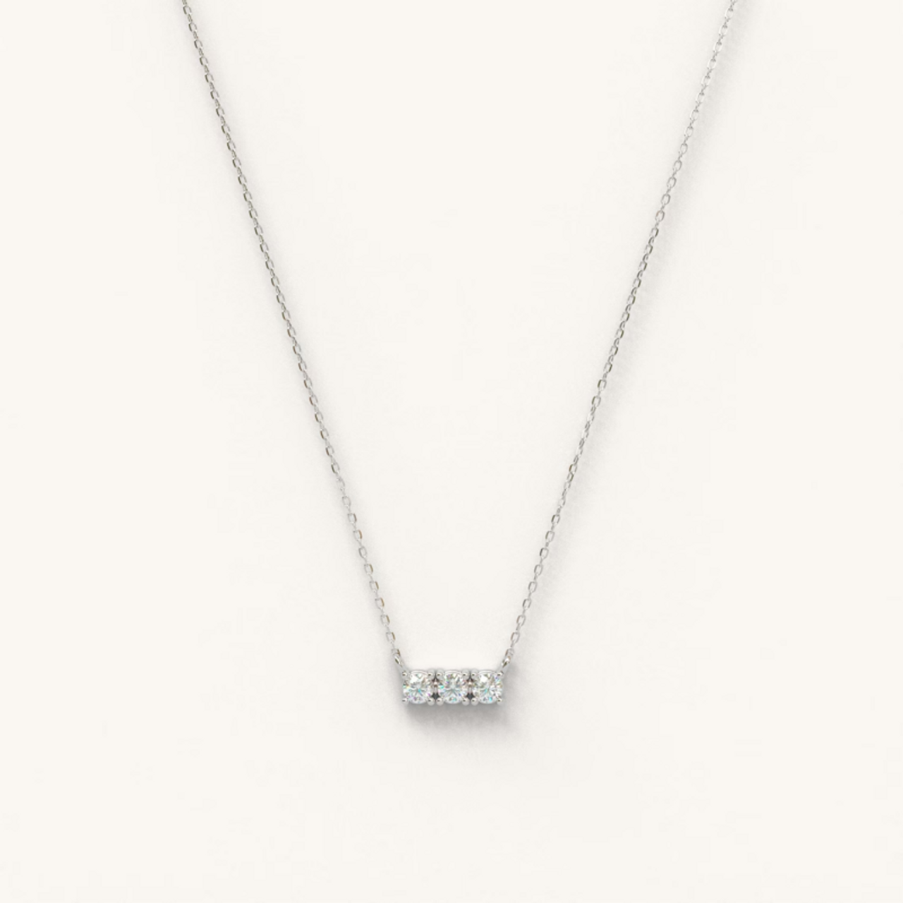 Triple Stoned Pave Moissanite Diamond Collier Necklace