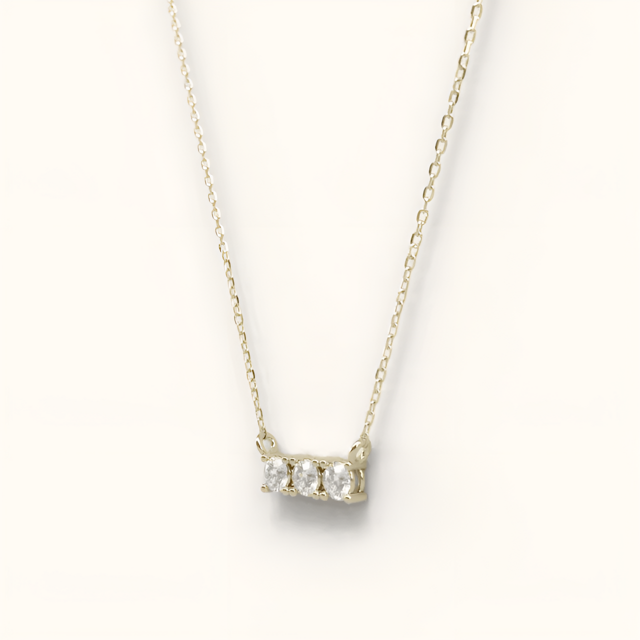 Triple Stoned Pave Moissanite Diamond Collier Necklace