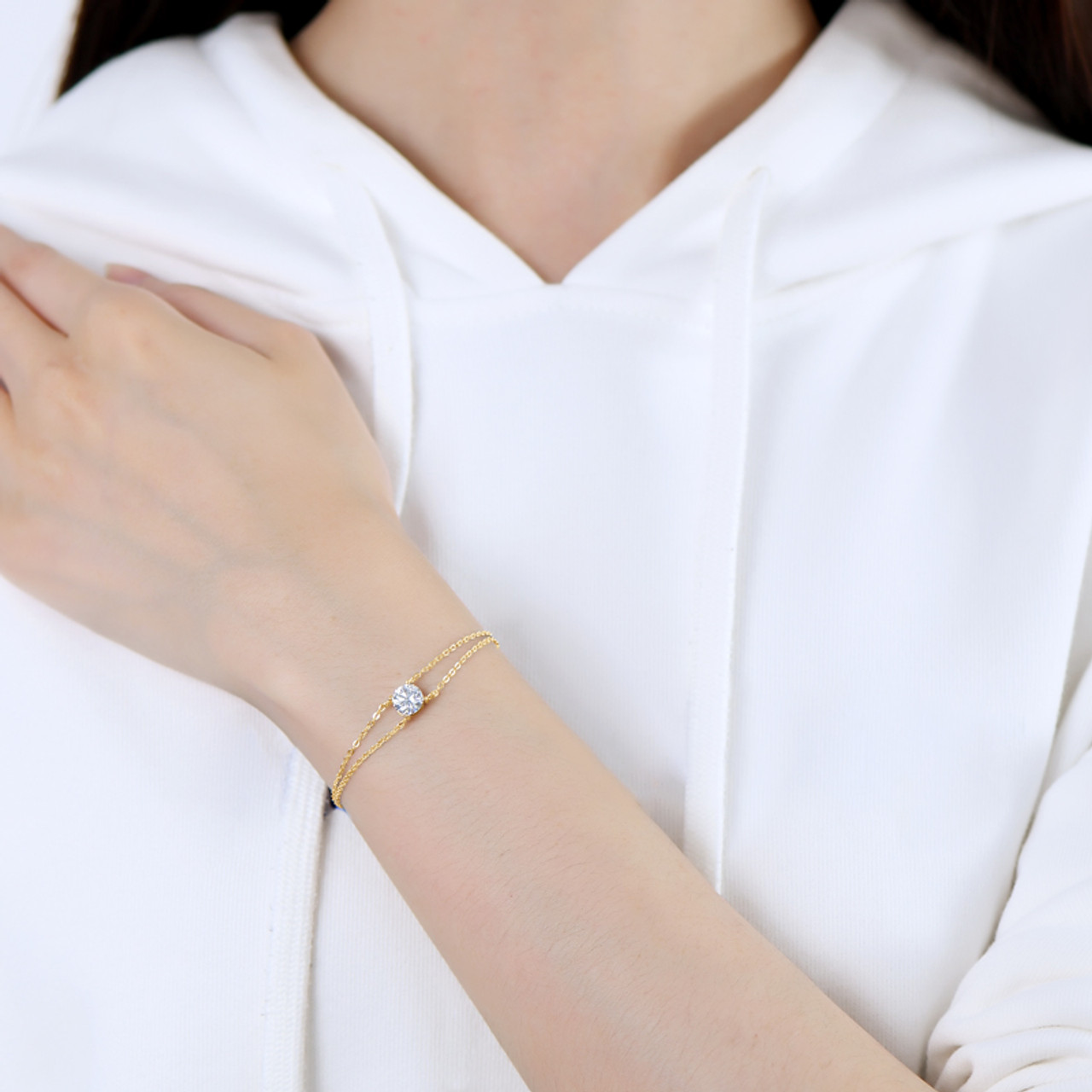 1.0ctw Moissanite Double Strand Fashion Bracelet