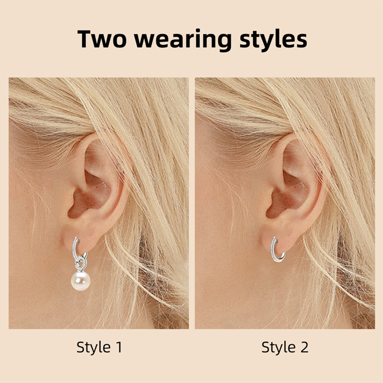 Detachable Freshwater Cultured Pearl Sparkling Hoop Earrings