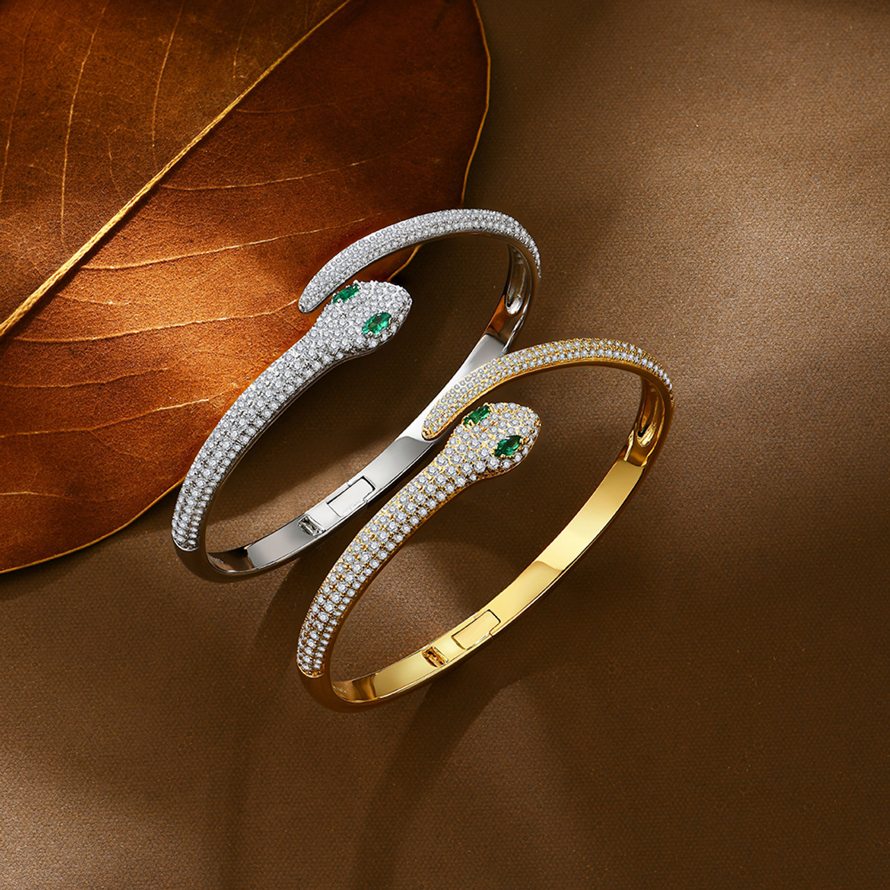 Year of the Snake Serpent Sparkling Open Cuff Bangle