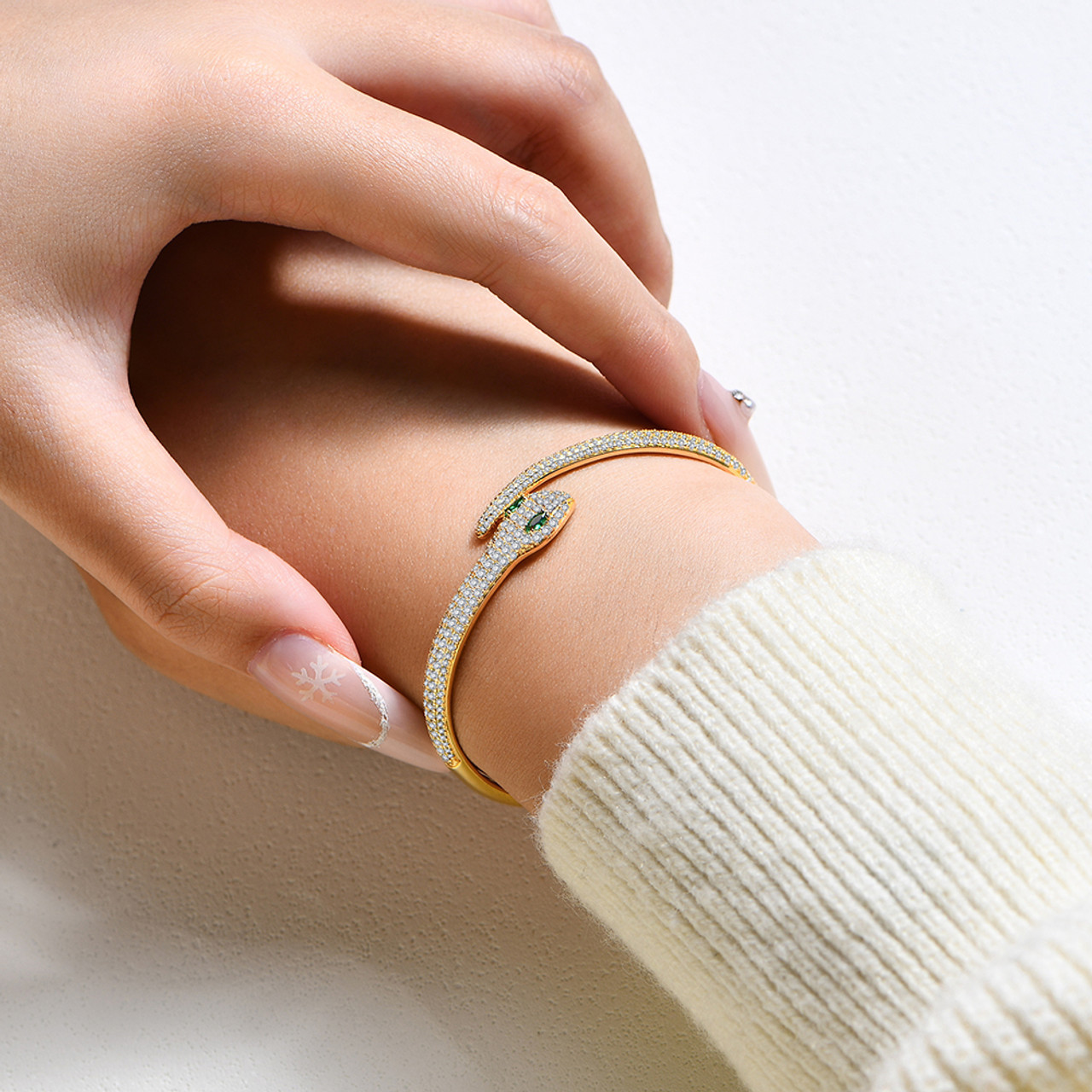 Year of the Snake Serpent Sparkling Open Cuff Bangle