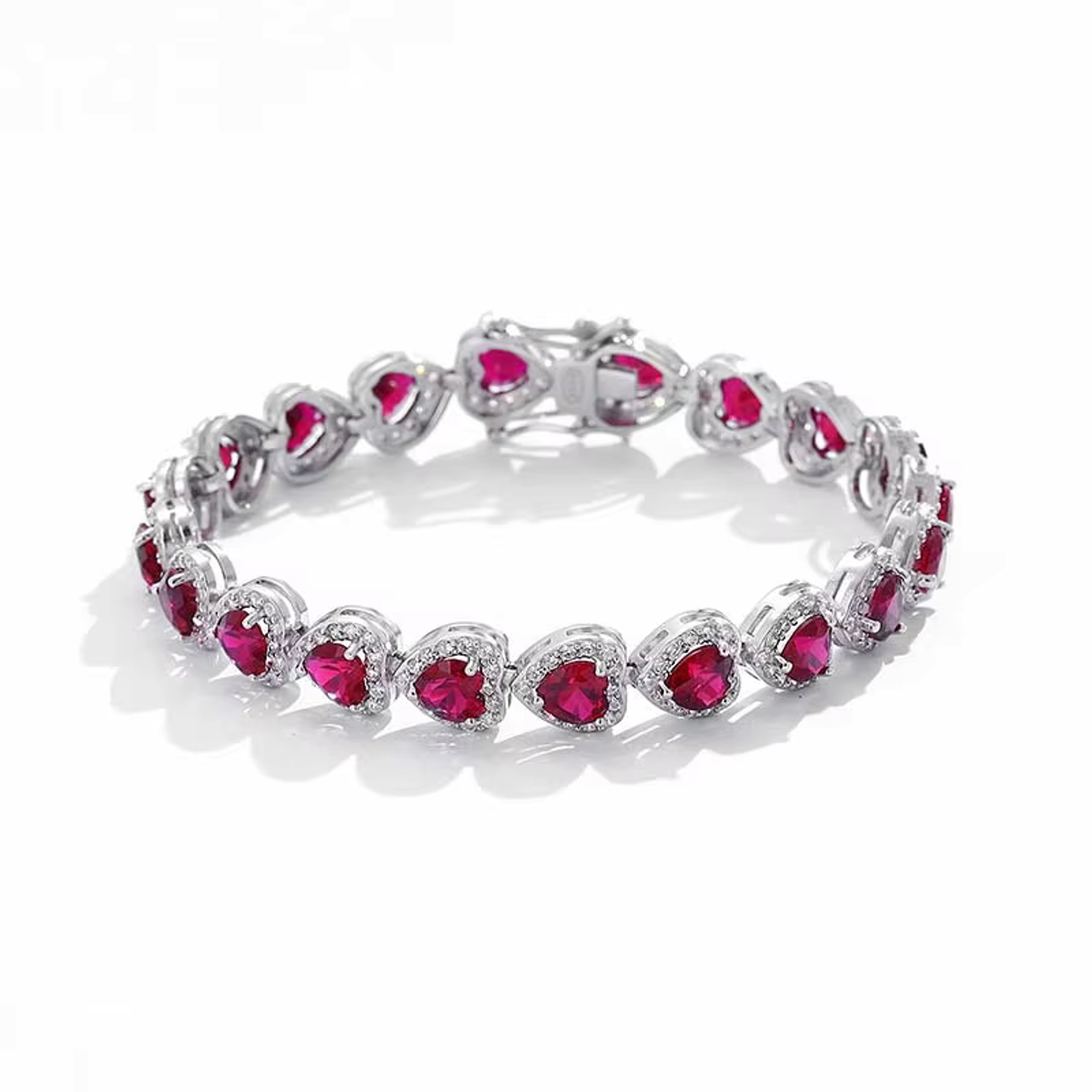 Halo Hearts Ruby Fashion Tennis Bracelet