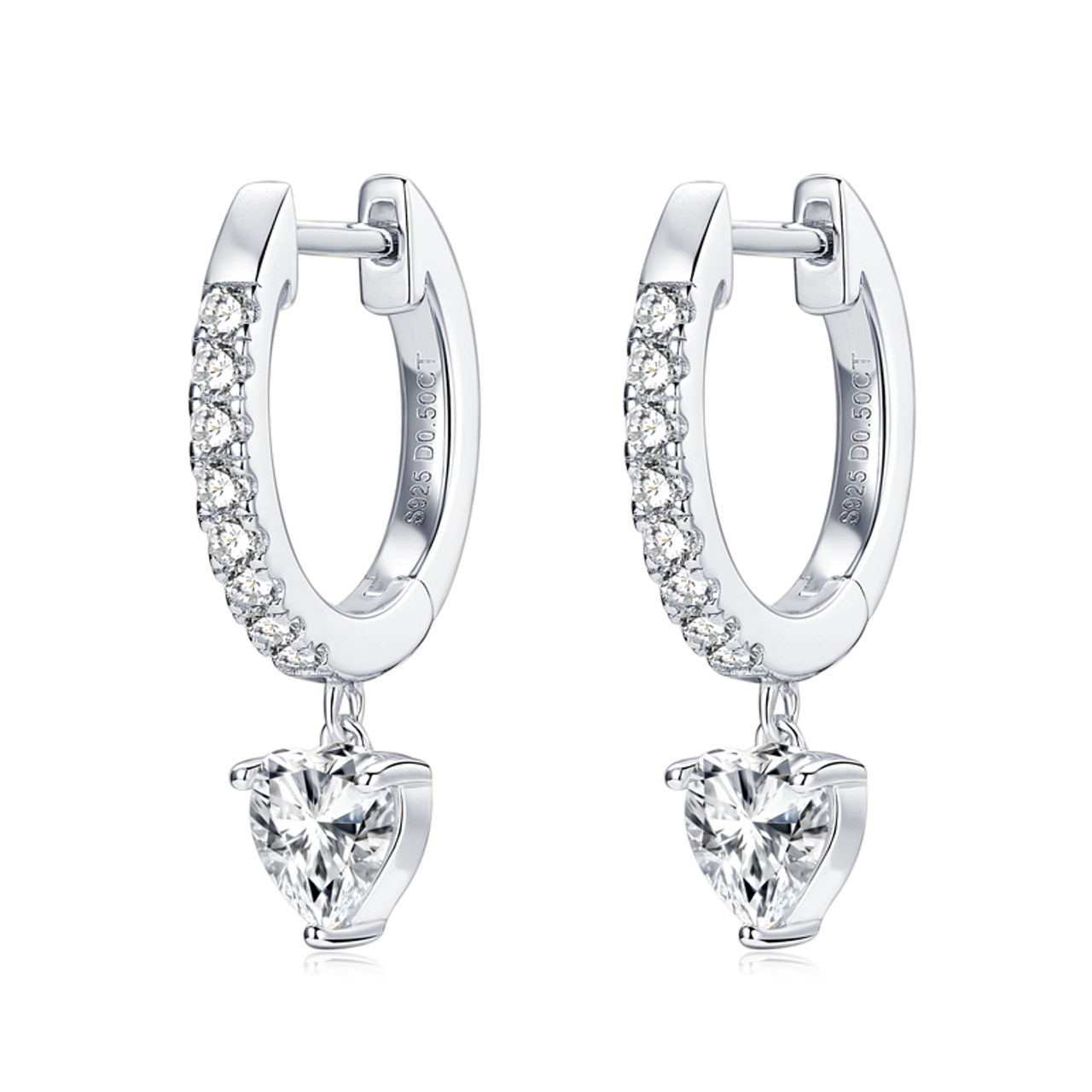 Sparkling Heart Halo Hoop Earrings