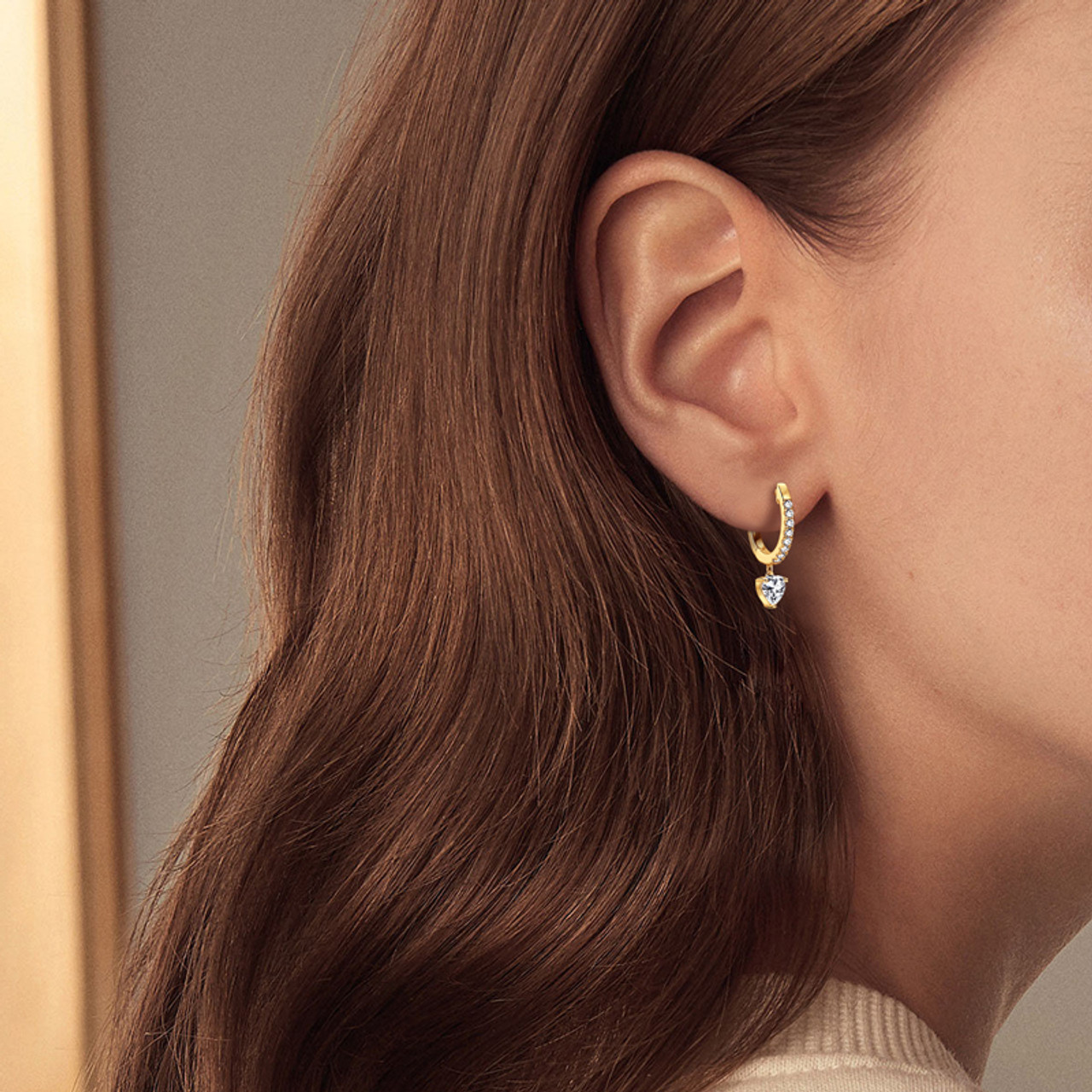 Sparkling Heart Halo Hoop Earrings