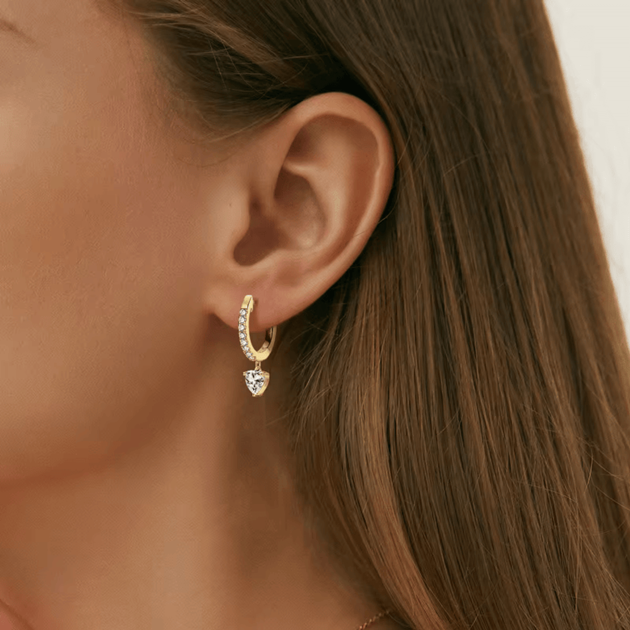 Sparkling Heart Halo Hoop Earrings