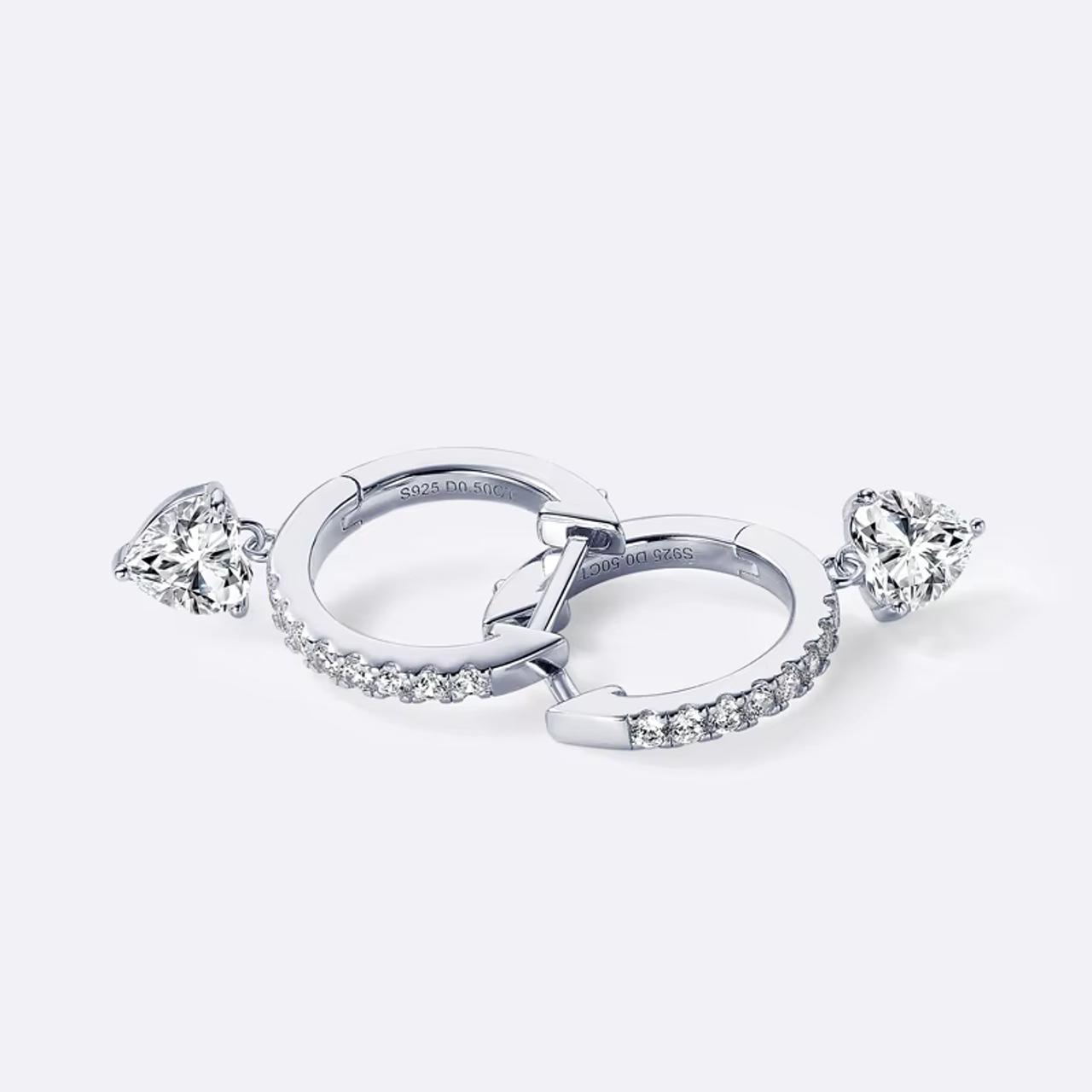Sparkling Heart Halo Hoop Earrings