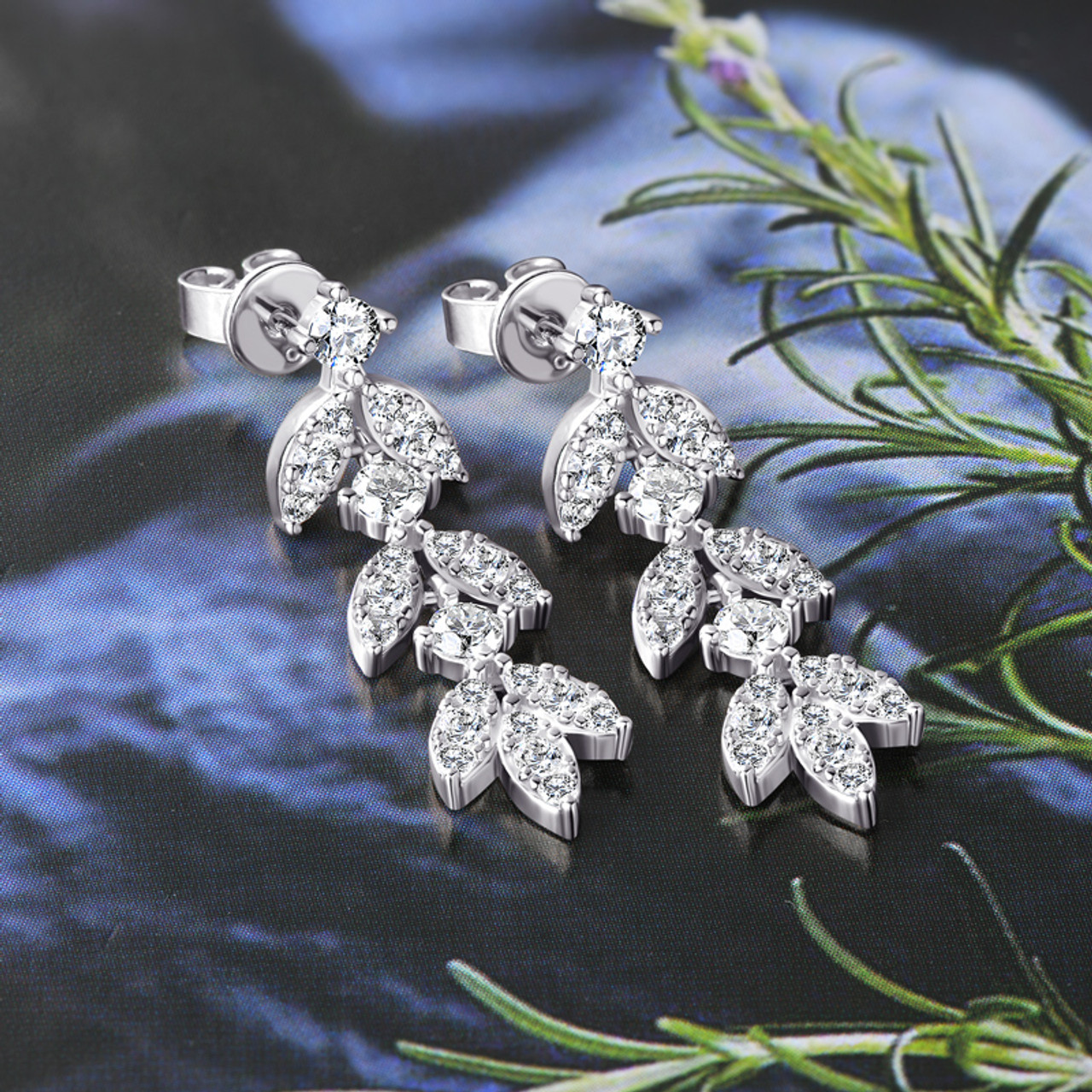 Sparkling Herbarium Chandelier Hanging Drop Moissanite Earrings