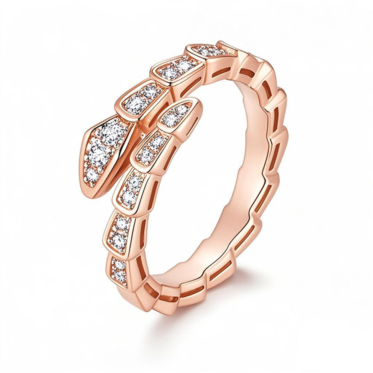 Intertwined Sparkling Moissanite Serpenti Crossover Band