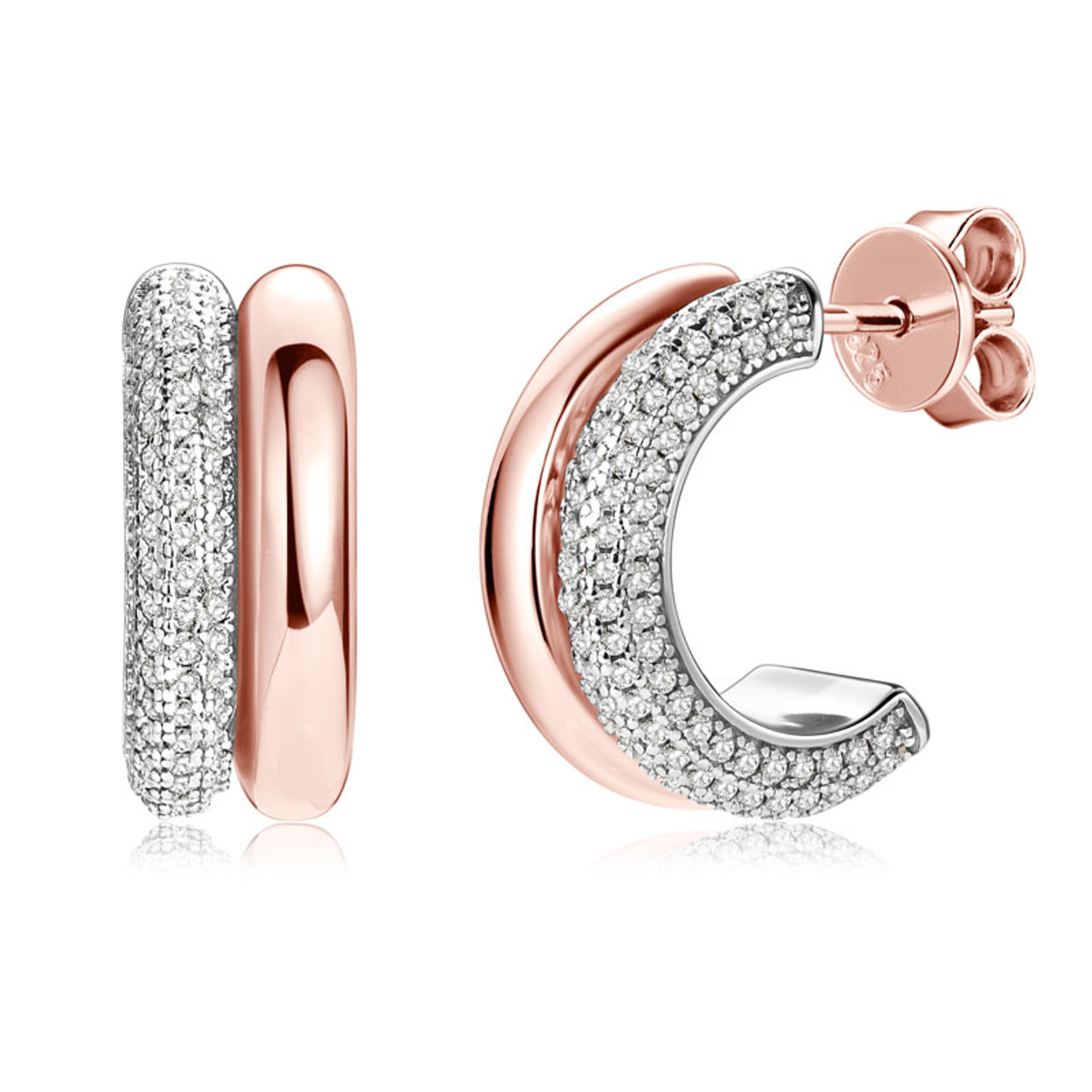 Two-tone Imitation Hoop Entwined Sparkling Moissanite Studs