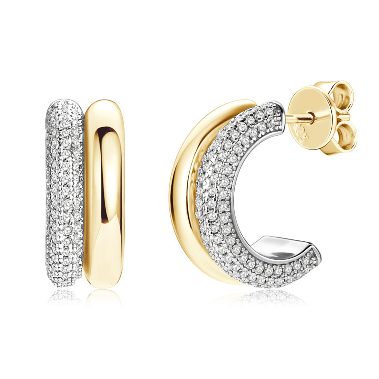 Two-tone Imitation Hoop Entwined Sparkling Moissanite Studs
